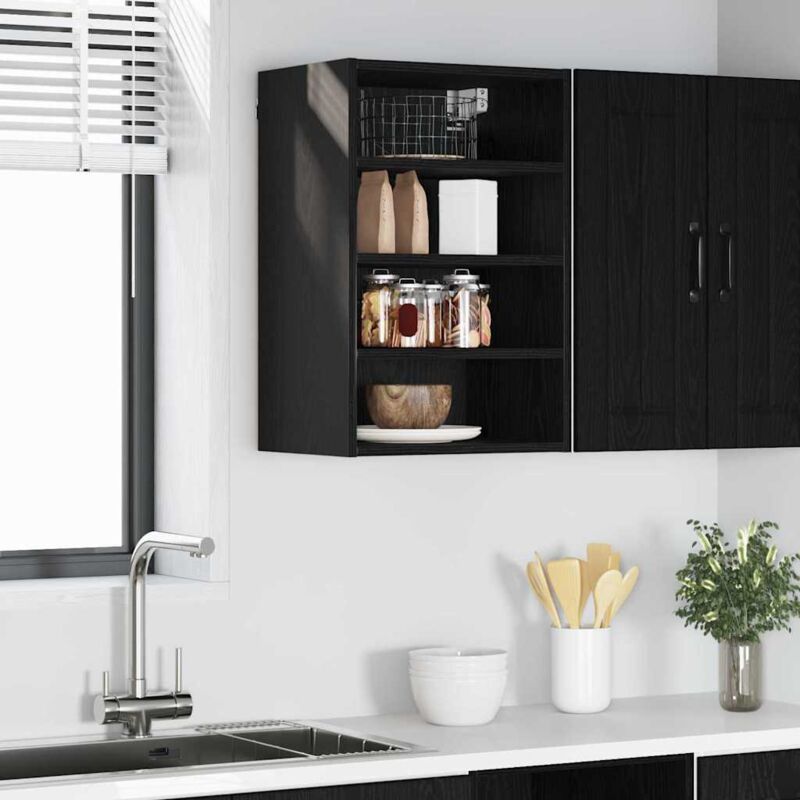 Hängeschrank Mit Regal Schwarz Eichen-optik 40 X 29, 5 X 60 Cm Vidaxl