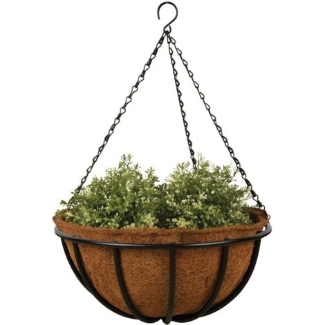 Hanging Basket avec Structure en métal, Ø 35 cm, avec Insert Coco, Hauteur 13 cm, avec chaîne de Suspension-Fei Yu