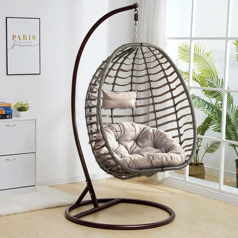 Hanging Basket Chair Cushion Hammock Mats w/ Pillow Garden Outdoor