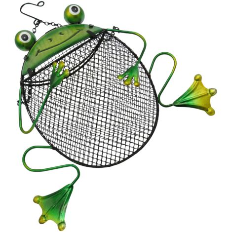 Hanging Bird Feeder (Novelty Garden Metal Mesh Wild Feed Cage Unusual Unique Quirky Fun Frog)