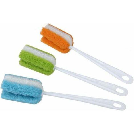 Hanging Bottle Brush with Long Handle Soft Sponge Cleaning Brush for Rinsing and Scrubbing Coffee Mugs Cups Glasses (Random Colors) 3pcs MUMU