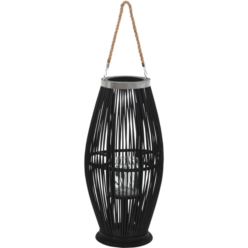 Hanging Candle Lantern Holder Bamboo Black 60 cm Vidaxl