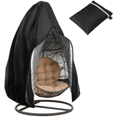 Hanging Chair Cover, Hanging Chair Cover, Egg Chair Protective Cover, Waterproof Furniture Cover Cover with Zipper, 190x115cm (Black)