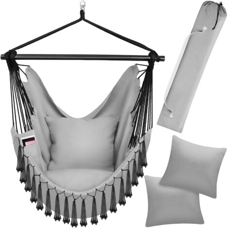 Hanging Chair Malika, Boho Style, Load Capacity 150kg - Hanging chair, Hanging basket, Chair - grey