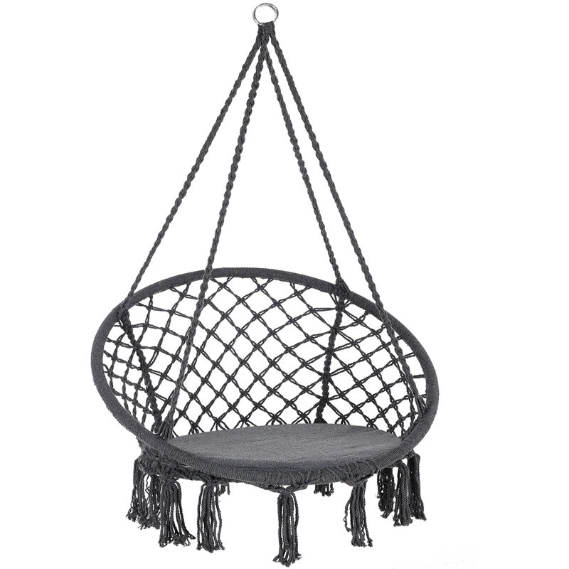 Hanging Swing Chair Hammock Garden Camping 150kg Basket Outdoor Patio Relaxing Anthracite