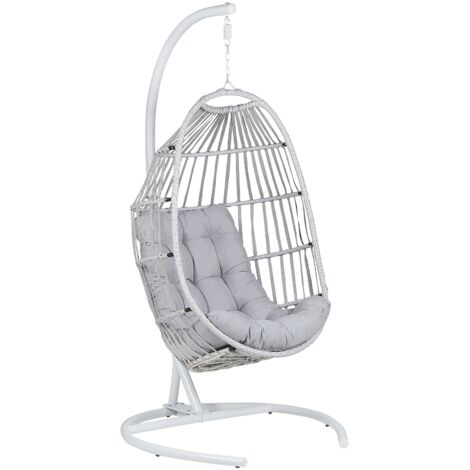 Hanging Chair with Stand SESIA PE Rattan Light Grey