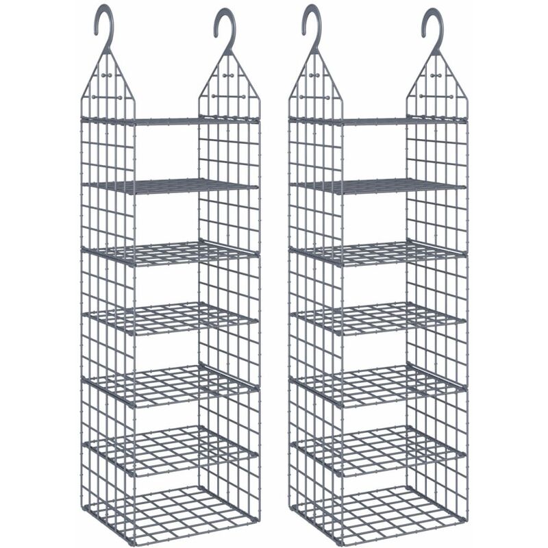 Hanging Closet Organiser with 7 Shelves 2 pcs Vidaxl