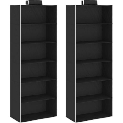 Hanging Closet Organisers 2 pcs Fabric with 6 Shelves