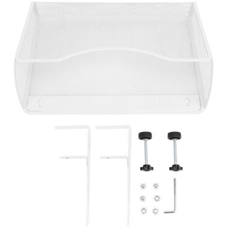 Hanging Desk Organizer Adjustable Carbon Steel and PP Desk Side Storage Organizer for Office White