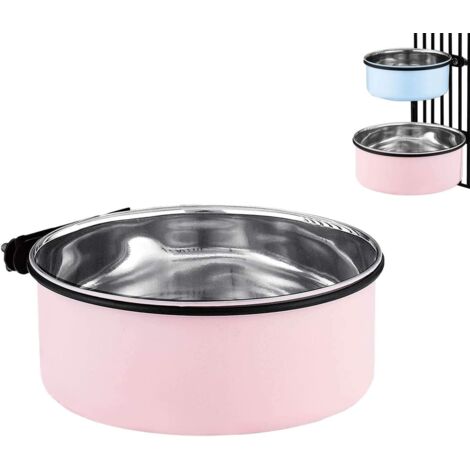 Hanging Dog Bowls Stainless Steel Medium Size Crates and Cages Dog Food and Water Bowls Blue 1.7L