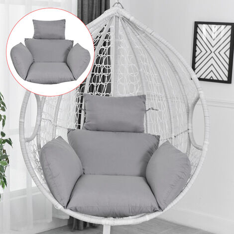 Hanging Egg Chair Pad Wicker Rattan Swing Chair Seat Cushion, Grey