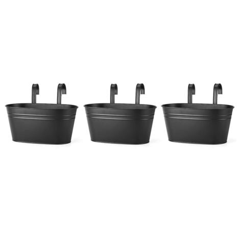 Hanging Flower Pots, Metal Iron Wall Flower Pots for Railing Balcony Garden Home Decoration(Black)3pcs