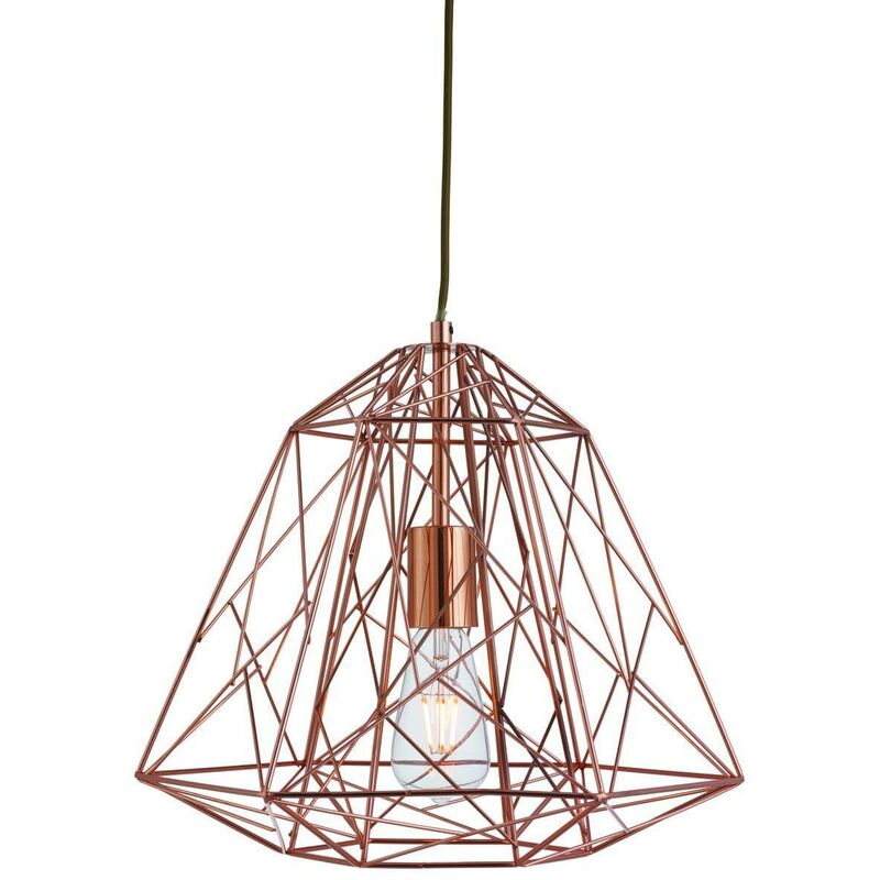 Hanging lamp 1 bulb Geometric Cage, copper
