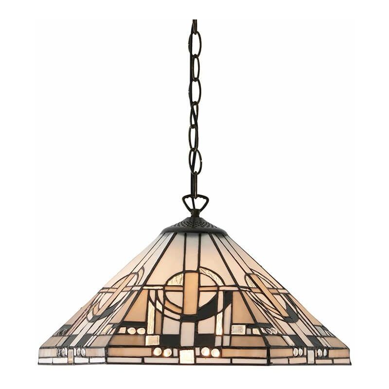 12interiors1900 - Hanging lamp 1 light Metropolitan, glass and metal