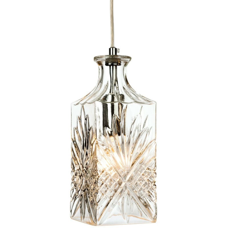 Firstlight Decanter - 1 Light Ceiling Pendant Chrome, Clear Decorative Glass, E14