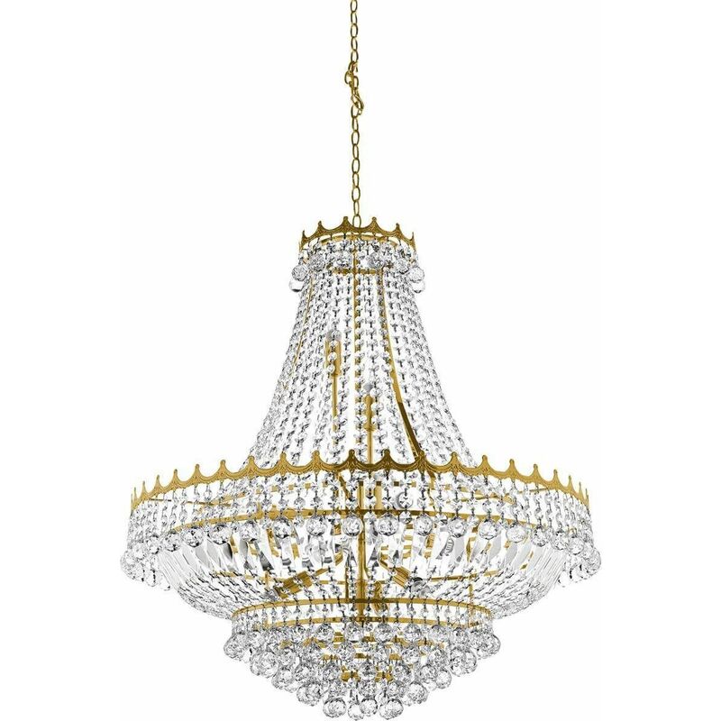 Image of Searchlight - Hanging lamp 13 bulbs Versailles, in gold and crystal