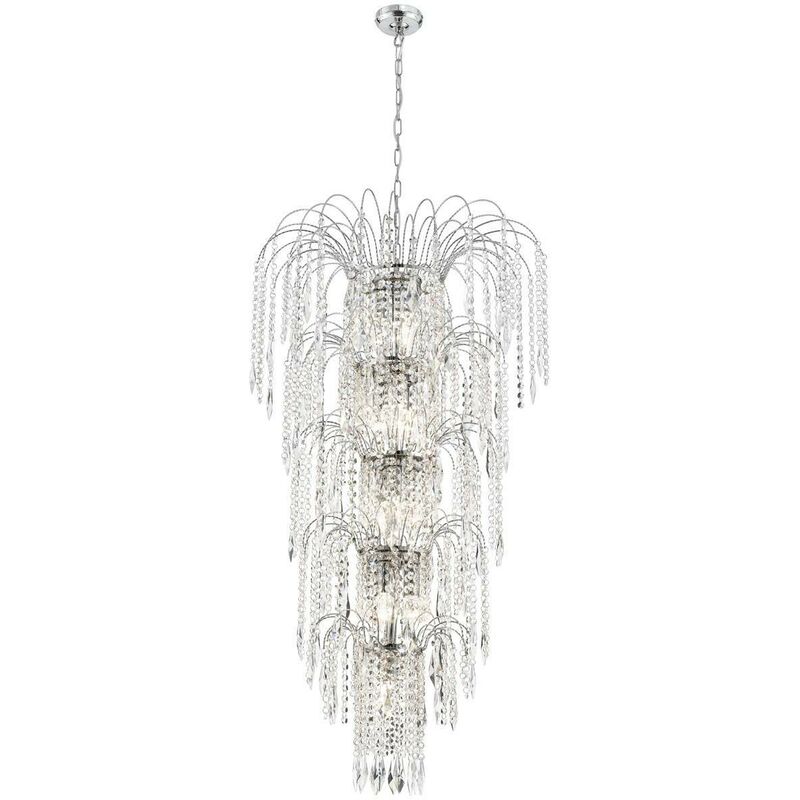 Waterfall - 13 Light Crystal Chandelier Chrome Finish, E14 - Searchlight