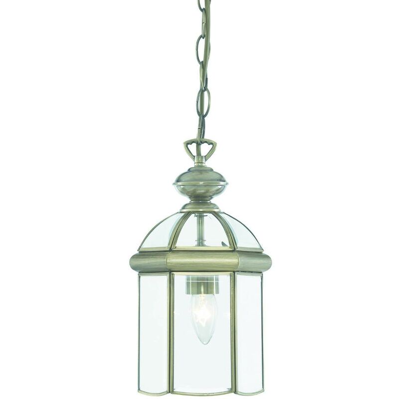 Lanterns - 1 Light Ceiling Lantern Pendant Antique Brass, E27 - Searchlight