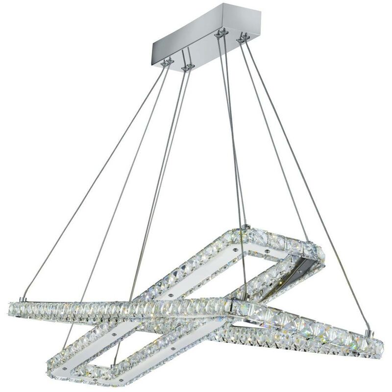 Searchlight Lighting - Searchlight Clover - Integrated LED Ceiling Pendant Light Chrome with Crystals