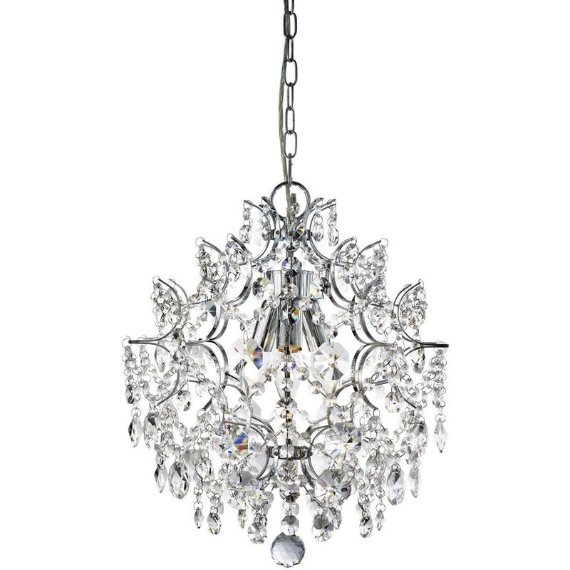 Harrietta - 3 Light Ceiling Pendant Chrome with Crystals, E14 - Searchlight