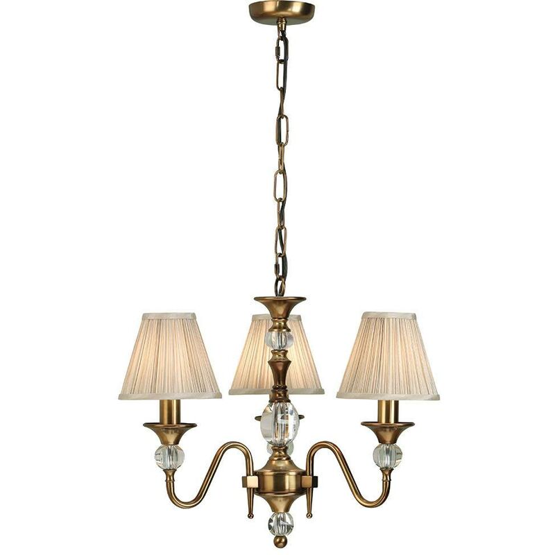 Interiors 1900 Lighting - Interiors Polina Antique Brass - 3 Light Multi Arm Ceiling Pendant Chandelier Antique Brass, E14