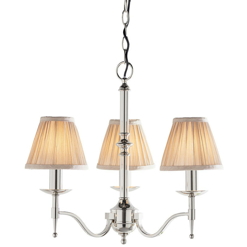 Interiors Stanford Nickel - 3 Light Multi Arm Ceiling Pendant Chandelier Polished Nickel, E14