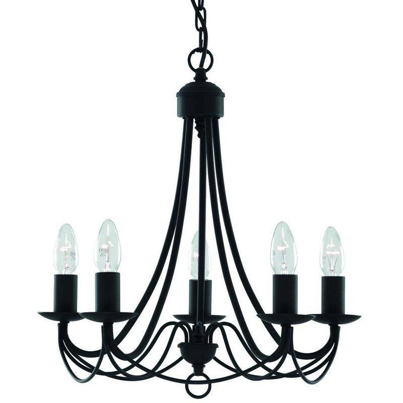 Maypole - 5 Light Multi Arm Ceiling Pendant Black, E14 - Searchlight