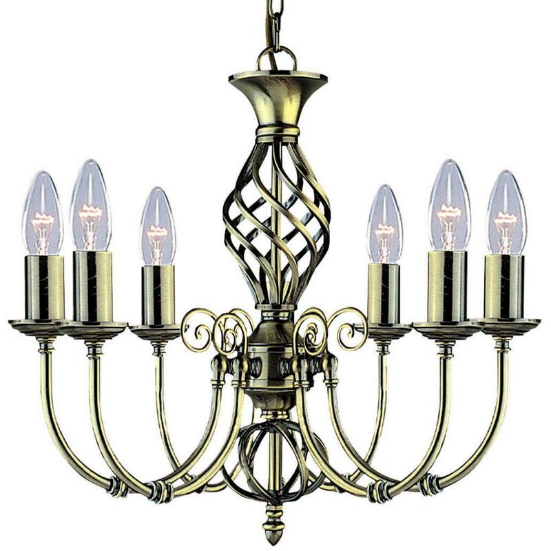 Searchlight Zanzibar - 6 Light Multi Arm Ceiling Pendant Antique Brass, E14