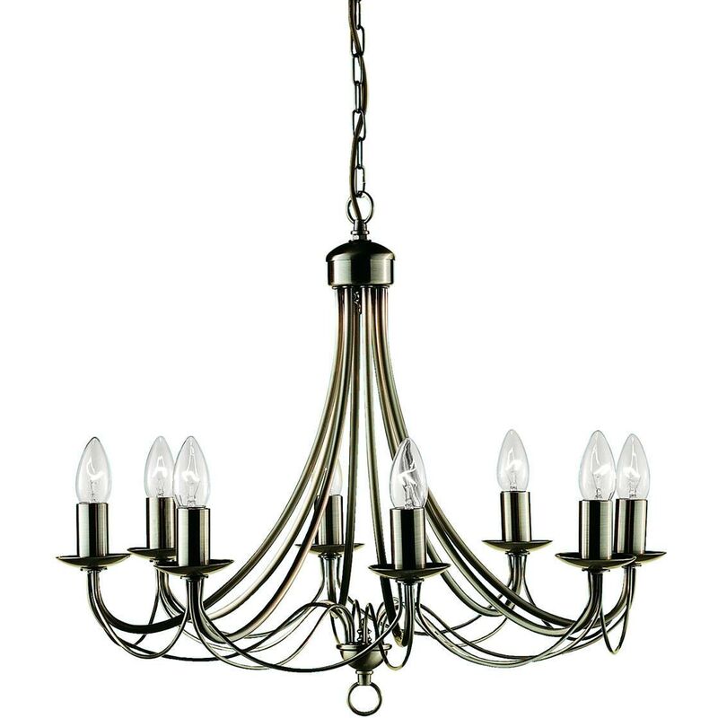 Maypole - 8 Light Chandelier Antique Brass Finish, E14 - Searchlight