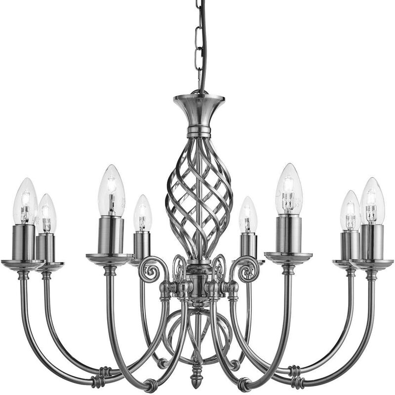 Zanzibar - 8 Light Chandelier Satin Silver Finish, E14 - Searchlight