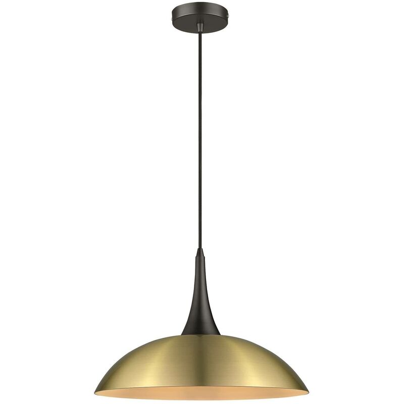 Spring Lighting - 1 Light Dome Ceiling Pendant Antique Brass, Black, E27