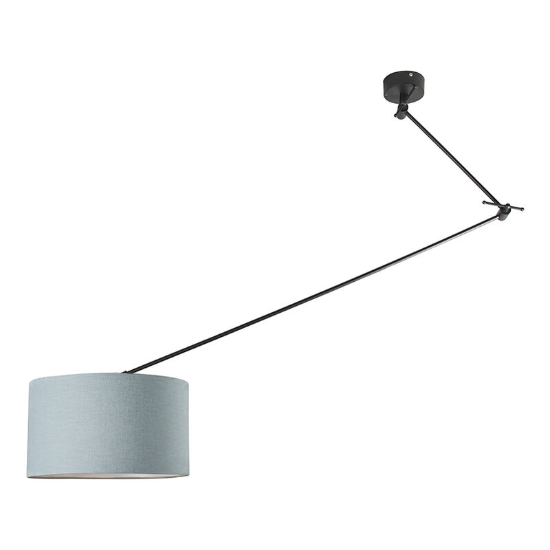 Qazqa - Black Pendant Light with 35 cm Light Blue Adjustable Lampshade - Blitz