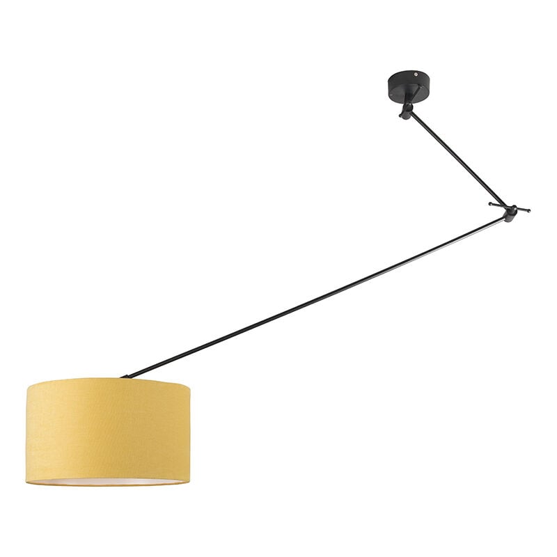 Pendant Light Black with 35 cm Yellow Adjustable Lampshade - Blitz i