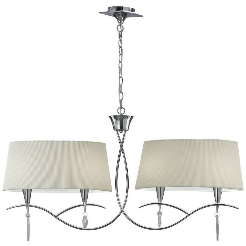 Inspired Mantra - Mara - Ceiling Pendant 2 Arm 4 Light E14, Polished Chrome with Ivory White Shades