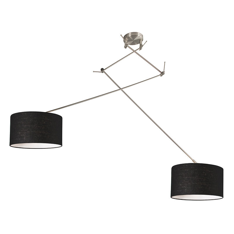 Pendant Light Steel with Shade 35 cm Black Adjustable 2-Light - Blitz