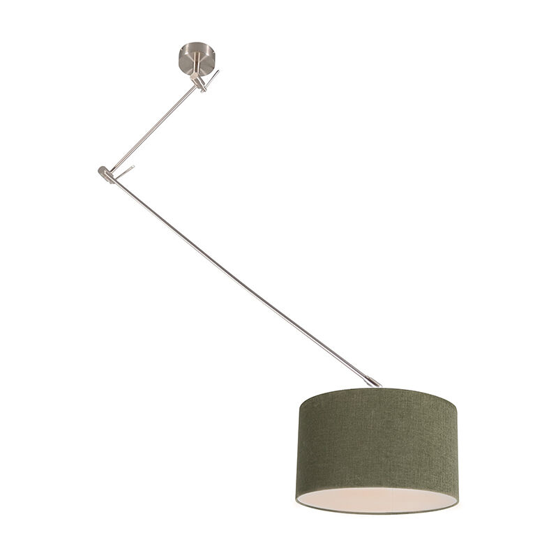 Hanging lamp steel with shade 35 cm green adjustable - Blitz I