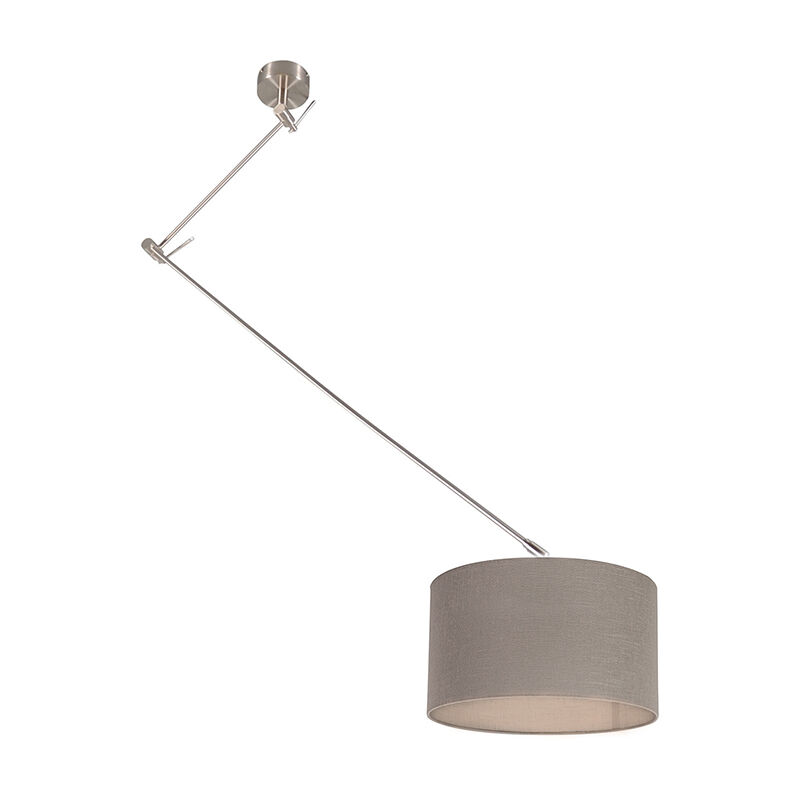 Pendant Light Steel with 35cm Taupe Lampshade Adjustable - Blitz