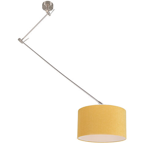 main image of "Hanging lamp steel with shade 35 cm yellow adjustable - Blitz I"