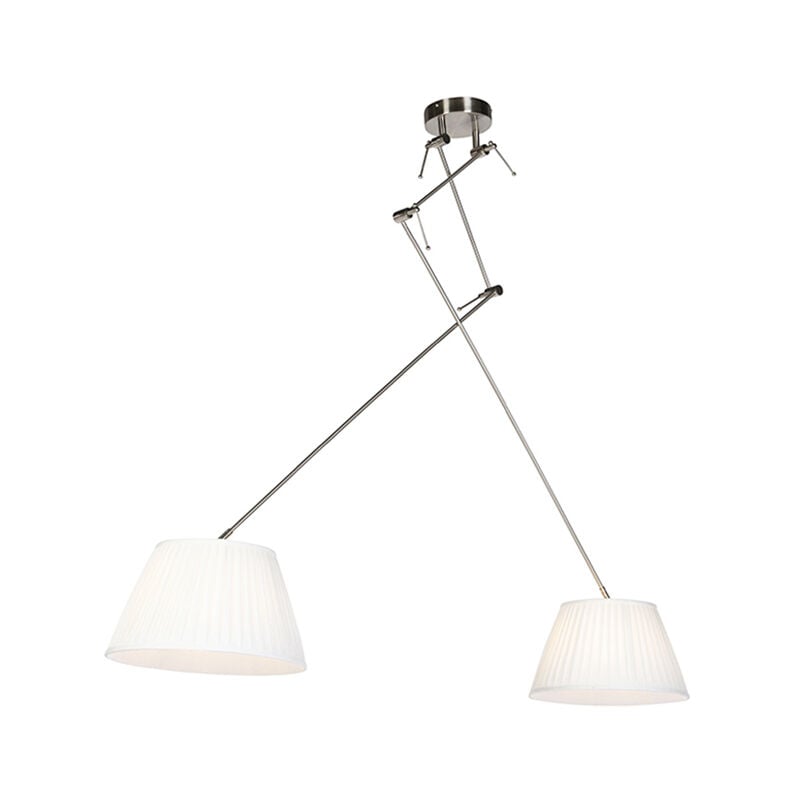 Pendant Lamp with Pleated Shade 35cm White - Blitz II Steel