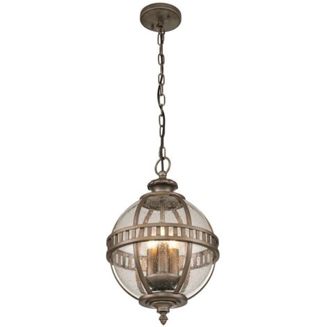 Hanging Light Halleron E14 40W IP44 BRASH, aluminium, verre transparent Bronze brûlé B: 30,5 cm Ø30,5 cm Hauteur dimmable réglable