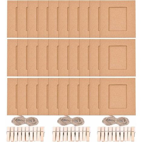 Hanging Paper Photo Frame Set for Wall Decor Compatible with Fujifilm Instax Mini 11 9 8 70 90 26 Camera Film, Mini Link Printer, 30pcs (Brown)