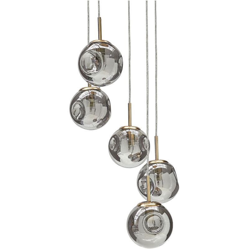 Beliani Pendant Lamp Ralfes Glass Brass