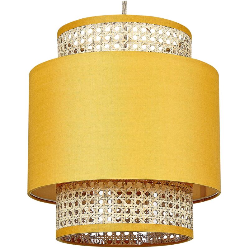 Beliani Pendant Lamp Boeri Rattan Mustard, Brown