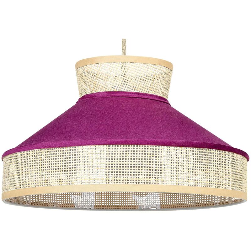 Beliani Pendant Lamp Batali Rattan Fuchsia Pink, Brown