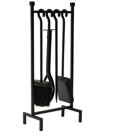 Hanging Rack Fireside Companion Set - Iron - L22 x W13 x H51 cm - Black