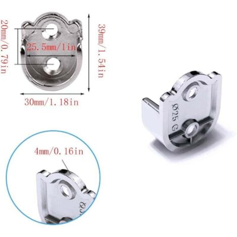 Hanging Rail Supports, Round U-Shaped Zinc Alloy Wardrobe Tube Supports, Curtain Hanger (25mm)