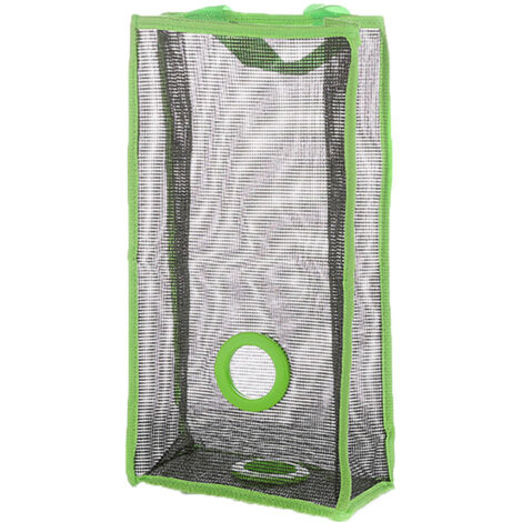 Hanging Reusable Storage Mesh Bag Vegetable Bag for Fruit Garlics Garbage(Green L)
