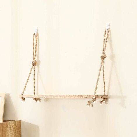 Hanging Shelves Wood Color, Decorative Wall Shelf, Single Tier Shelf, Wall Storage for Indoor 50cm