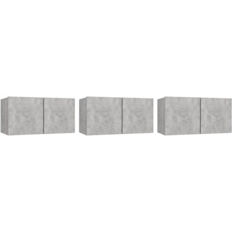 Hanging TV Cabinets 3 pcs Concrete Grey 60x30x30 cm vidaXL