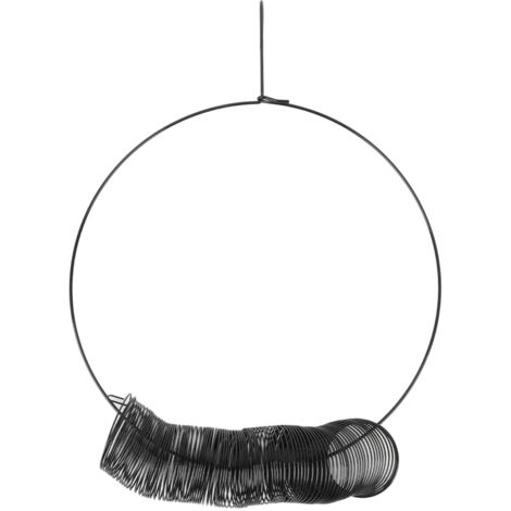 Hanging Wreath Bird Feeder Carbon Steel Large Capacity Portable Peanut Bird Feeder with Hanging Hook for Garden Outdoor Black